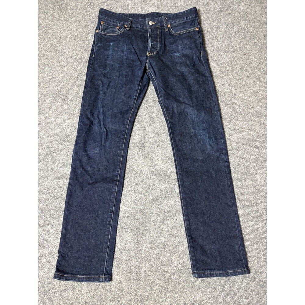 Buck Mason Jeans Mens 32x34 Blue Slim Straight Dark Wash Stretch Denim